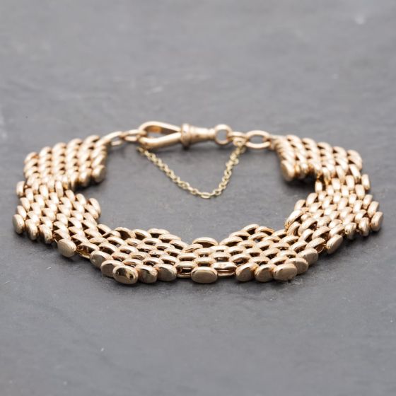 Second Hand 9ct Rose Gold 7.5 Inch Panther Gate Bracelet 41531067