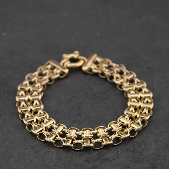 Second Hand 9ct Yellow Gold Fancy 7.5 Inch Gate Bracelet 41531082