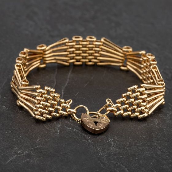Second Hand 9ct Yellow Gold Gate Fancy Bracelet 4153254