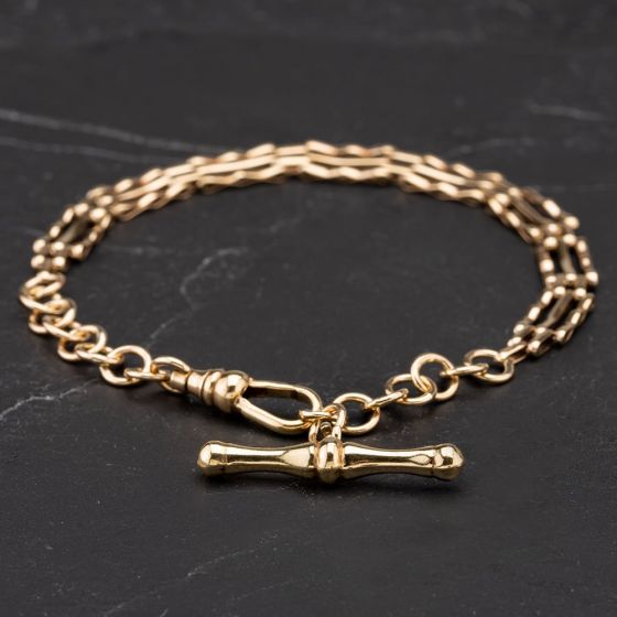 Second Hand 9ct Yellow Gold 7 Inch 3 Bar Gate Bracelet 4153261
