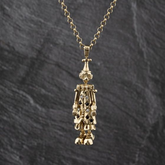 Second Hand 9ct Yellow Gold Cubic Zirconia Clown Gemstone Pendant & 24 Inch Belcher Chain 415602163141