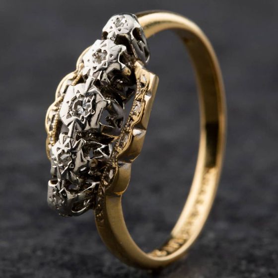 Second Hand Yellow Gold Diamond Crossover Ring 4158018