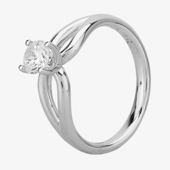 Second Hand 9ct White Gold Cubic Zirconia Open Shoulder Solitaire Ring 4163970