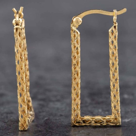 Second Hand Yellow Gold Oblong Fancy Hoop Earrings 4165001189