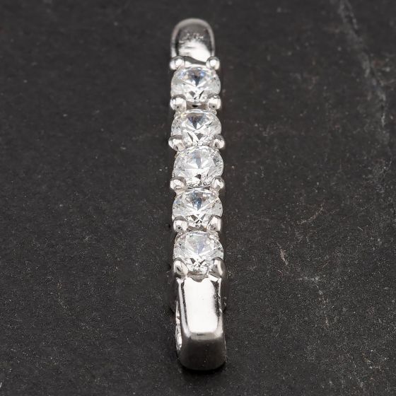 Second Hand 9ct White Gold Cubic Zirconia Long Bar Pendant 4166273