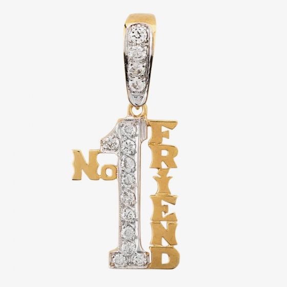 Second Hand 9ct Yellow Gold No. 1 FRIEND Cubic Zirconia Pendant 4166397