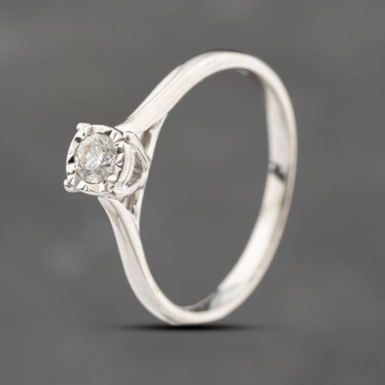 Second Hand 9ct White Gold 0.17ct Brilliant Cut Diamond Solitaire Ring 41671479
