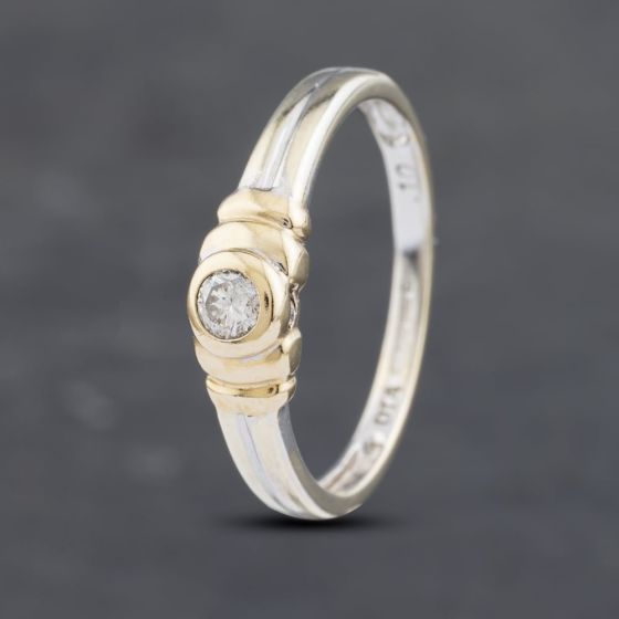 Second Hand 9ct Two Colour Gold 0.10ct Brilliant Cut Diamond Solitaire Ring 41671537