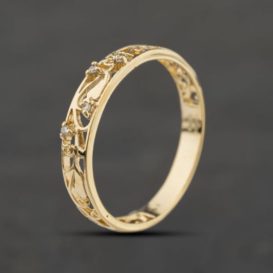 Second Hand 9ct Yellow Gold Diamond Dress Ring 41671555