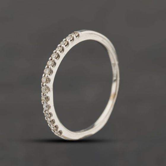 Second Hand 9ct White Gold 0.14ct Brilliant Cut Diamond Half Eternity Ring 41671589