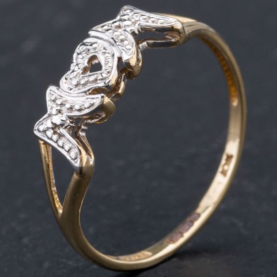 Second Hand 9ct Yellow Gold Brilliant Cut Diamond Set MOM Ring 4167286