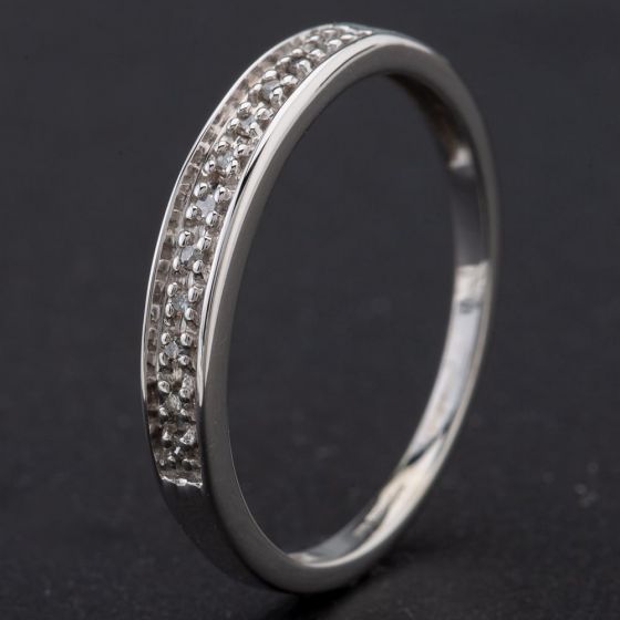 Second Hand 9ct White Gold Illusion Set Diamond Half Eternity Ring 4167379