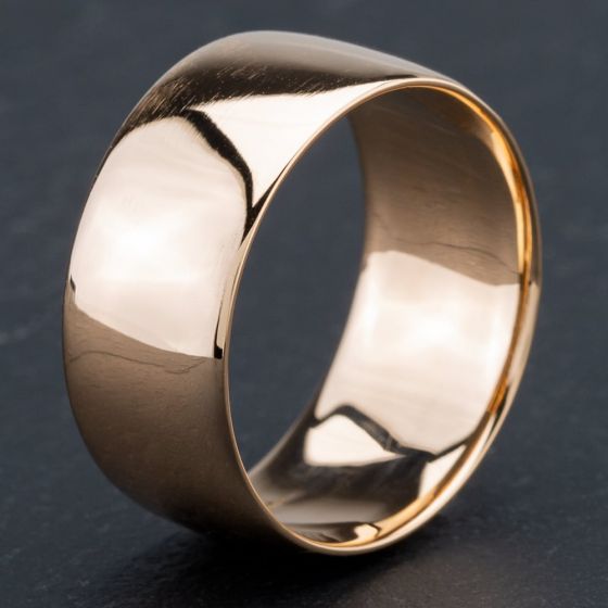 Second Hand 18ct Yellow Gold D-Shape Wide 10mm Plain Wedding Ring 4187097