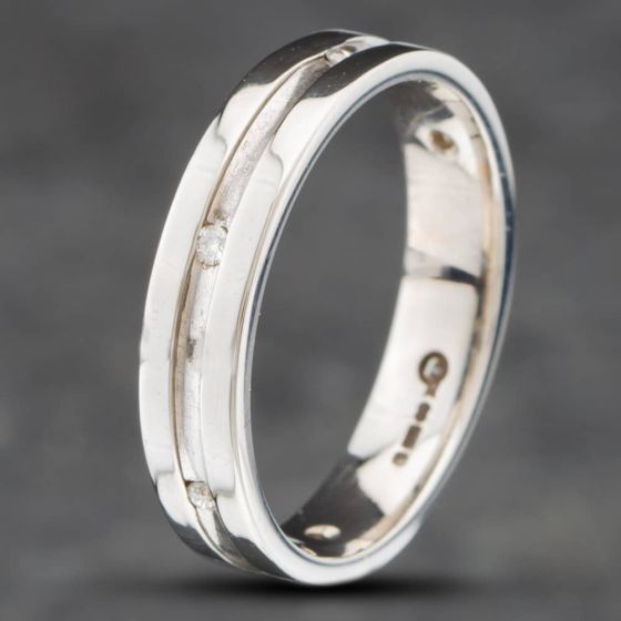 Second Hand 18ct Two Colour Gold Brilliant Cut Diamond Set 4mm Wedding Ring 41871075