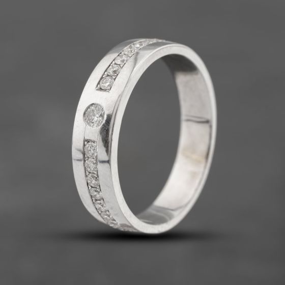 Second Hand 18ct White Gold Brilliant Cut Diamond Set 5mm Wedding Ring 41871359