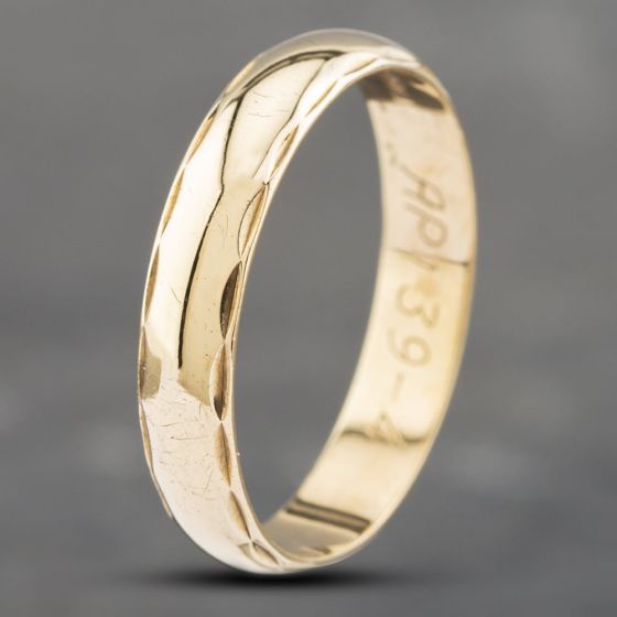 Second Hand 9ct Yellow Gold 4mm Patterned Wedding Ring 41871380