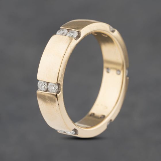 Second Hand 14ct Yellow Gold Diamond Twelve Tension Set 5.5mm Wedding Ring 41871407