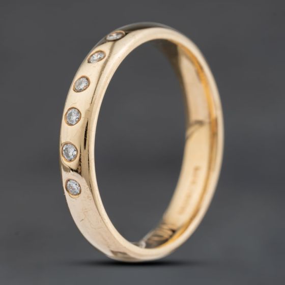 Second Hand 9ct Yellow Gold 0.12ct Brilliant Cut Diamond 3.3mm Wedding Ring 41871441