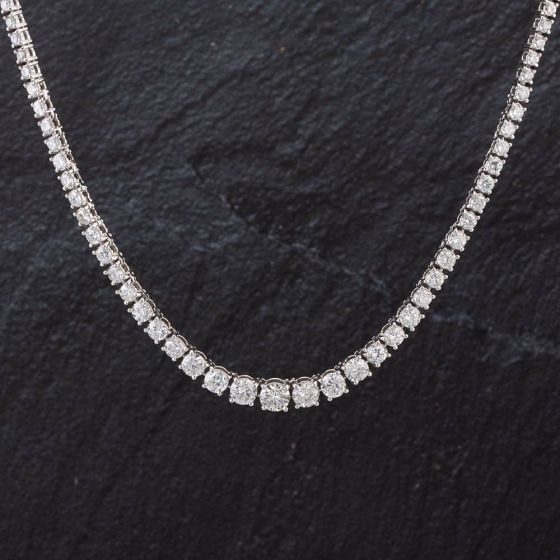 Second Hand 14ct White Gold 10.00ct Brilliant Cut Diamond 17 Inch Tennis Necklace 4304091