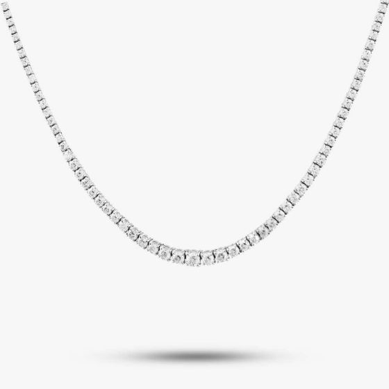 Second Hand 14ct White Gold 4.71ct Brilliant Cut Diamond Graduated 17 Inch Tennis Necklace 4304155114