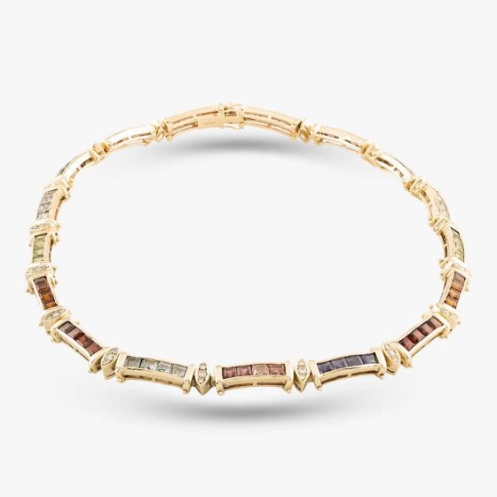 Second Hand 14ct Yellow Gold 0.75ct Brilliant Cut Diamond Multi Stone 14 Inch Necklace 4304155115