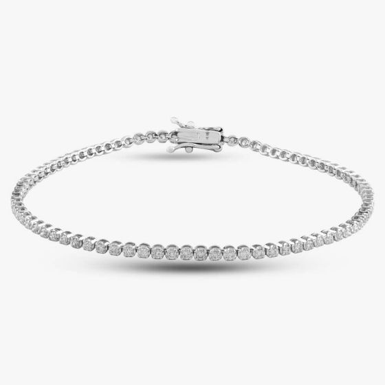 Second Hand 14ct White Gold 1.00ct Brilliant Cut Diamond Tennis Bracelet 43070014