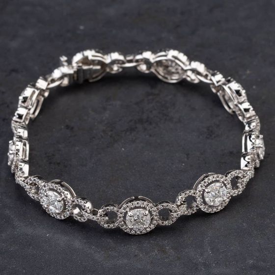 Second Hand 14ct White Gold 4.00ct Diamond 7 Inch Stone Set Bracelet 4307013
