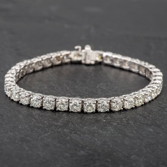 Second Hand 18ct White Gold Diamond Claw Set Tennis Bracelet 4307074