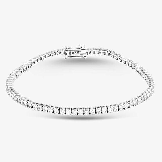 Second Hand 18ct White Gold 3.00ct Brilliant Cut Diamond 7 Inch Tennis Bracelet 43071007