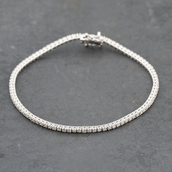 Second Hand 14ct White Gold 2.00ct Brilliant Cut Diamond 7 Inch Tennis Bracelet 43071016