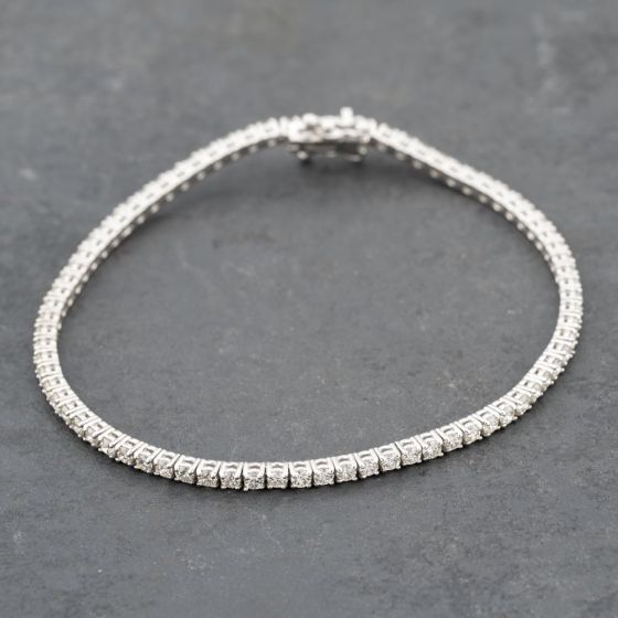 Second Hand 14ct White Gold 4.00ct Brilliant Cut Diamond 7 Inch Tennis Bracelet 43071017