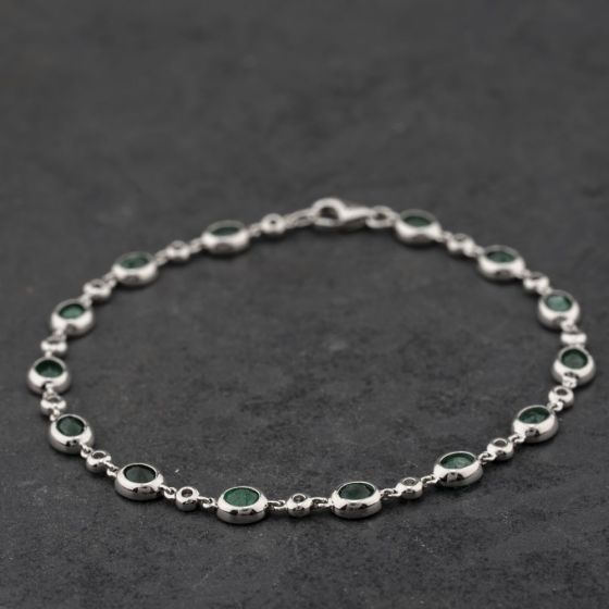 Second Hand 14ct White Gold 4.50ct Emerald & 0.50ct Brilliant Cut Diamond 7.25 Inch Bracelet 43071023