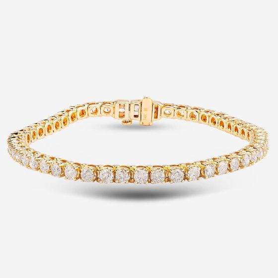 Second Hand 14ct Yellow Gold 5.00ct Brilliant Cut Diamond 7 Inch Tennis Bracelet 4307105