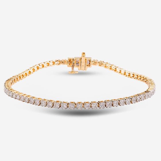 Second Hand 14ct Yellow Gold 2.50ct Brilliant Cut Diamond 7.5 Inch Tennis Bracelet 4307111