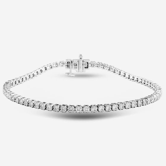 Second Hand 14ct White Gold 2.50ct Brilliant Cut Diamond 7.5 Inch Tennis Bracelet 4307118