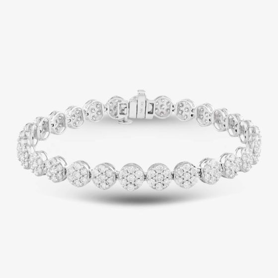 Second Hand 14ct White Gold 5.00ct Brilliant Cut Diamond Cluster Bracelet 4307124