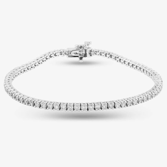 Second Hand 9ct White Gold 2.00ct Brilliant Cut Diamond Tennis Bracelet 4307131