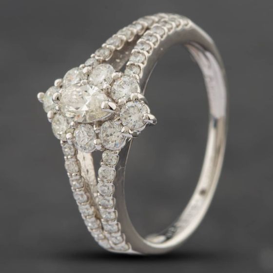 Second Hand Platinum 1.04ct Marquise & Brilliant Cut Diamond Marquise Cluster Ring 43091023