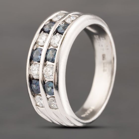 Second Hand Platinum 0.41ct Alexandrite & 0.57ct Brilliant Cut Diamond Two Row Ring 43091026