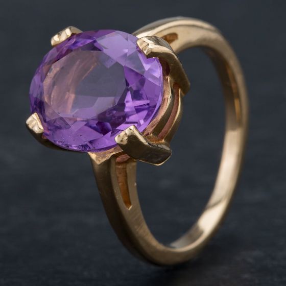 Second Hand 9ct Yellow Gold Amethyst Ring 4309361