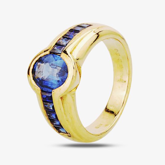 Second Hand 18ct Yellow Gold Rubover 2.20ct Sapphire Ring 4309783