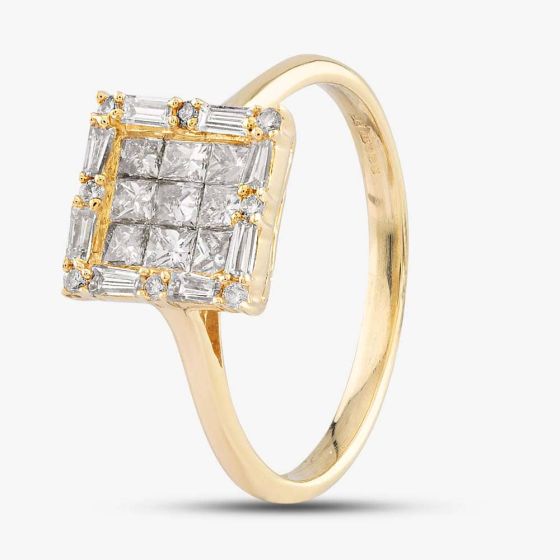Second Hand 14ct Yellow Gold 0.72ct Diamond Cluster Ring 431200934