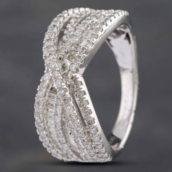 Second Hand 9ct White Gold 1.00ct Diamond Crossover Ring 43120122