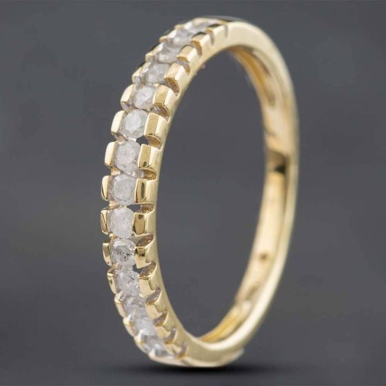 Second Hand 9ct Yellow Gold 0.50ct Brilliant Cut Diamond Half Eternity Ring 431202853