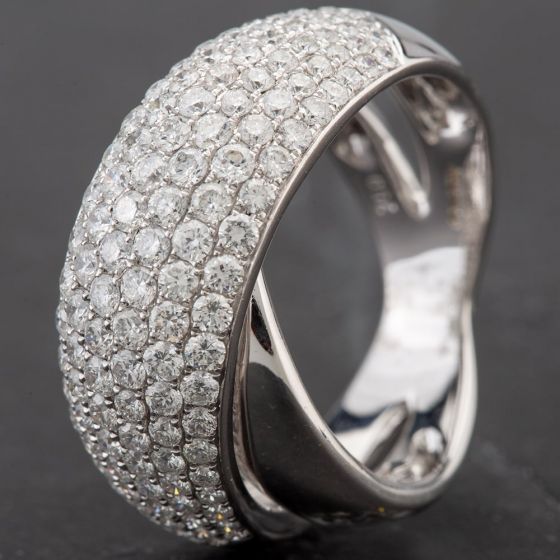 Second Hand 18ct White Gold 1.24ct Pave Diamond Crossover Ring 4312033