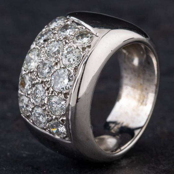 Second Hand 18ct White Gold 2.00ct Brilliant Cut Diamond Three Row Pave Band Ring 4312067