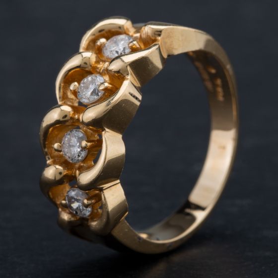 Second Hand 14ct Yellow Gold Baguette Diamond Half Eternity Ring 4312089