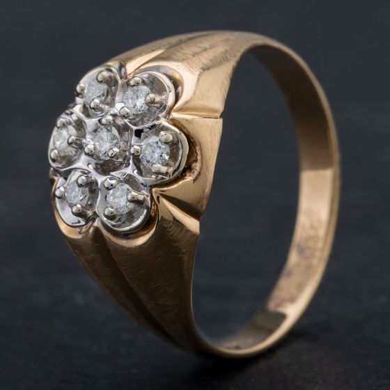 Second Hand 14ct Yellow Gold Brilliant Diamond Cluster Ring 4312099