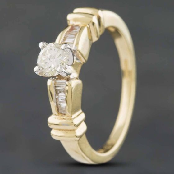 Second Hand 14ct Yellow Gold 0.32ct Brilliant Cut Diamond Shoulder Set Solitaire Ring 43121001