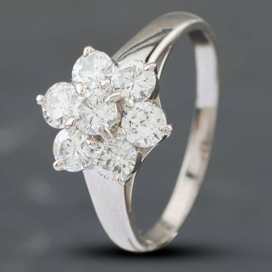 Second Hand Platinum 1.00ct Brilliant Cut Diamond Seven Stone Cluster Ring 43121011